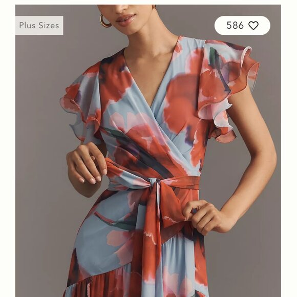 NEW VIRALLLL HUTCH ZOLA anthropologie uffle wrap maxi dress 1x $300 retail - Picture 2 of 3